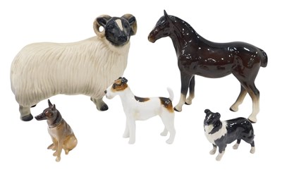 Lot 68 - A Beswick figure of a collie, 7cm high, other...