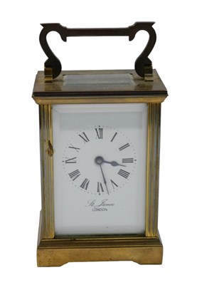 Lot 670 - A 20thC brass carriage clock, the 6cm...