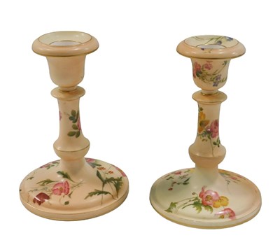 Lot 691 - Two similar Royal Worcester blush ivory...