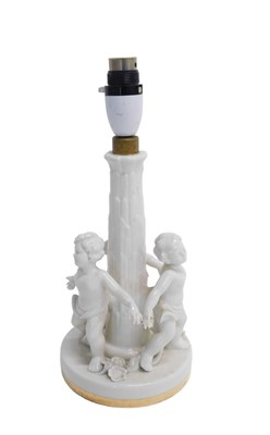 Lot 589 - A mid-20thC Bavarian table lamp, with turned...