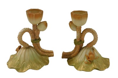 Lot 699 - A pair of Royal Worcester blush ivory...