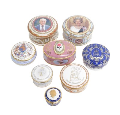 Lot 593 - Various Royal commemorative lidded boxes, to...