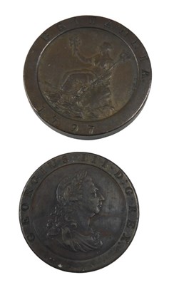 Lot 716 - A George III cartwheel penny c.1797, and a...