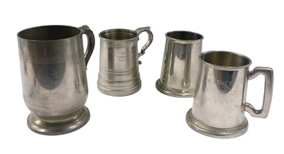 Lot 741 - Lincoln City interest. Four pewter tankards,...