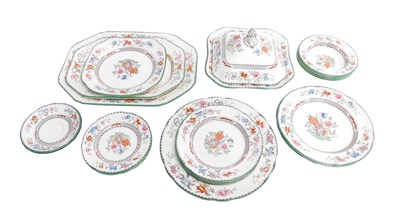 Lot 631 - A Copeland Chinese Rose pattern part dinner...
