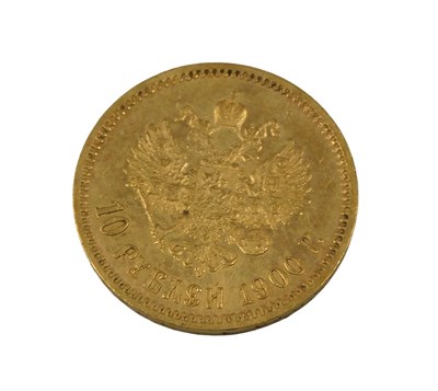 Lot 107 - A Russian gold ten rouble coin 1900.