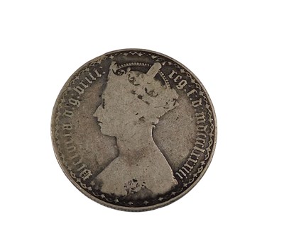 Lot 132 - A Victorian Gothic silver florin coin 1883.