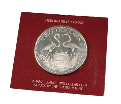 Lot 148 - A Bahamas sterling silver two dollar coin,...