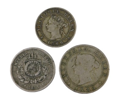 Lot 788 - Various 19thC coins, a Jamaica 1885 penny,...