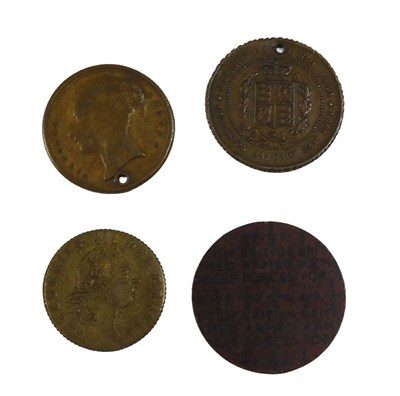 Lot 805 - Various tokens, etc., NAAFI 1946 ½ D token, an...