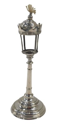 Lot 879 - A Victorian silver lamp post table lighter,...