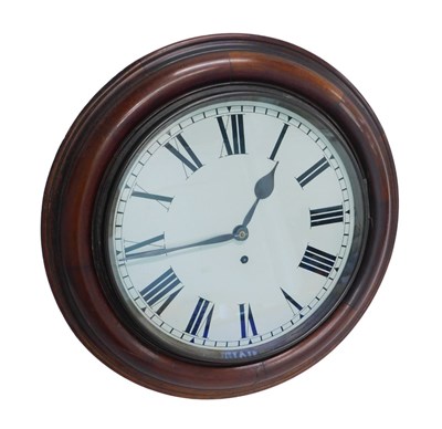 Lot 906 - A 19thC mahogany cased wall clock, the 34cm...