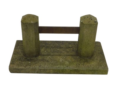 Lot 981 - A 20thC stone & iron Brian Ansell bootscraper,...