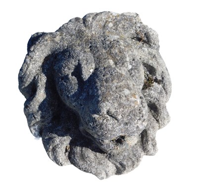 Lot 988 - A stone garden water feature or mask, formed...