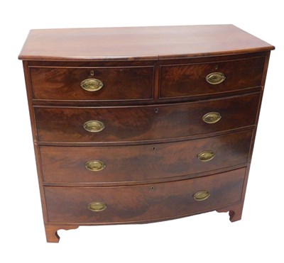 Lot 1012 - A 19thC mahogany bow front mahogany chest, of...