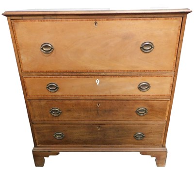 Lot 1013 - A 19thC mahogany secretaire chest, of four...