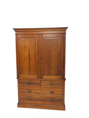Lot 1017 - A 19thC linen press cupboard, with fixed...