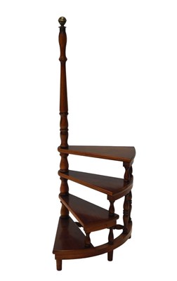 Lot 1032 - A Victorian style yew wood corner library step,...