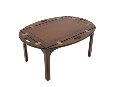 Lot 1060 - A 20thC mahogany butler's tray on stand, the...