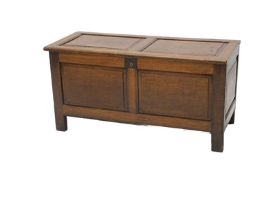 Lot 1061 - An 18thC oak two panelled coffer, of...