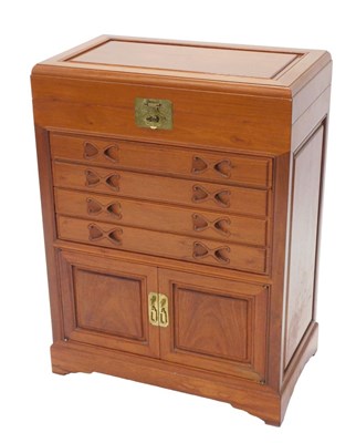 Lot 1070 - A late 20thC Chinese hardwood canteen, of...