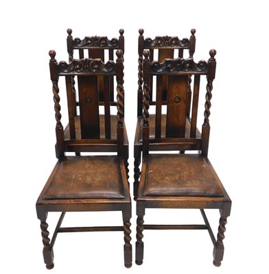 Lot 1095 - A set of four early 20thC oak Carolean style...
