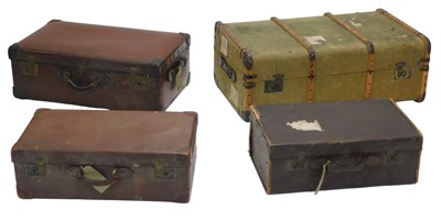 Lot 1097 - Various travel cases, brown leather pressed...