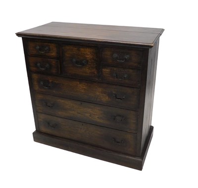 Lot 1102 - A late 19thC oak stained Scottish chest, with...