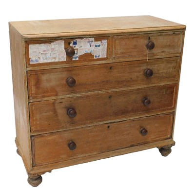Lot 1107 - An early 20thC pine chest, of two short and...