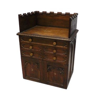 Lot 1132 - An unusual 19thC Gothic side cabinet, with...